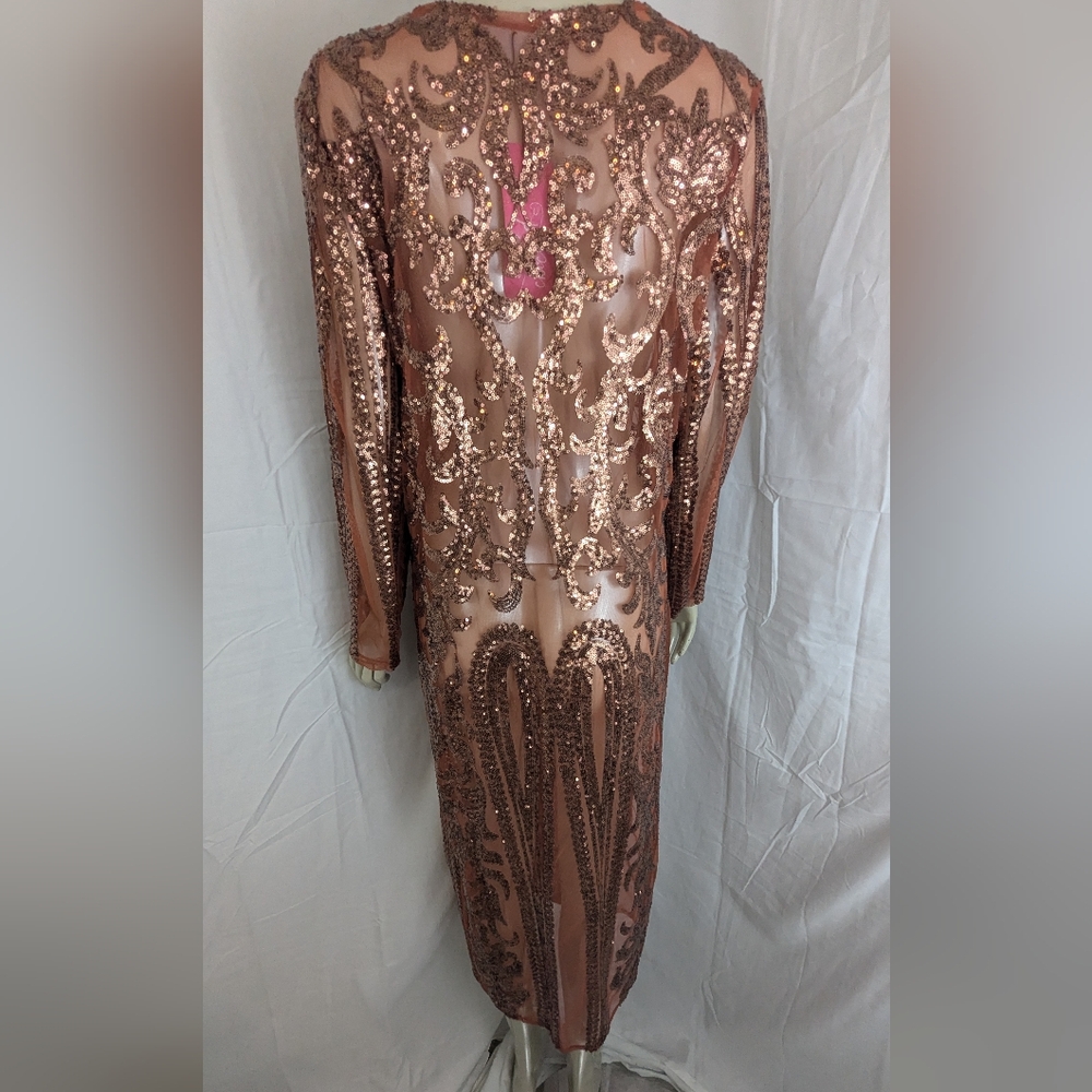 Southern Fried Chics NWT Copper Sequin Duster Medium - Picture 7 of 14